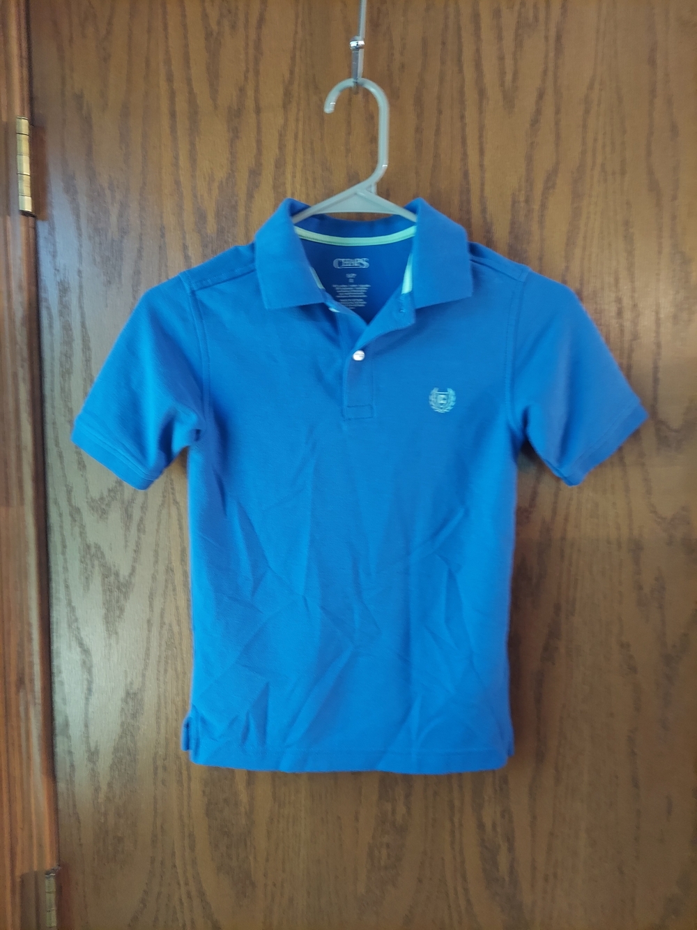 Chaps Boys Short Sleeve Polo Shirt Medium Blue Size S (8) Embroidered Logo